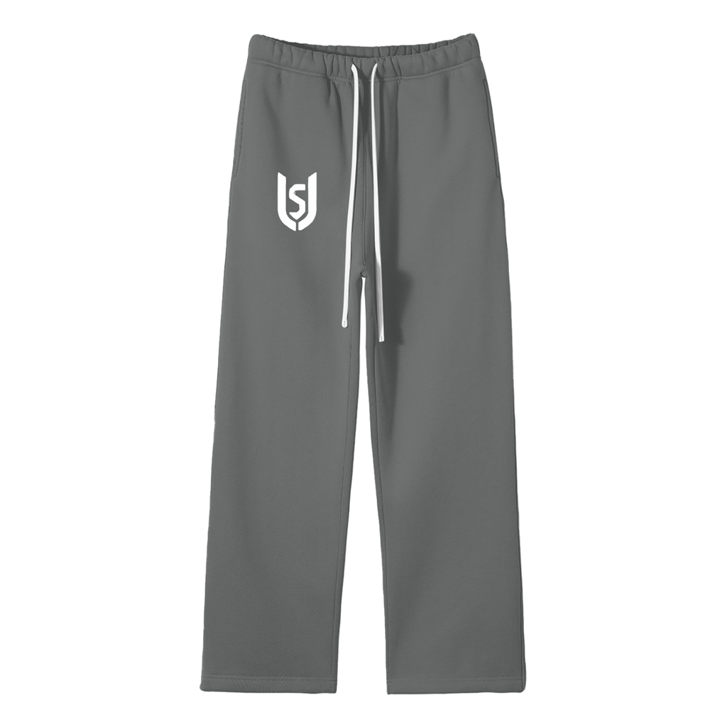 Unisex Solid Color Fleece Straight Leg Pants